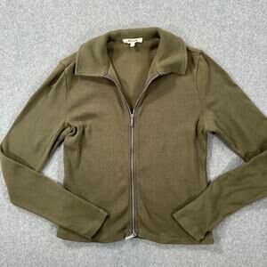 Madewell Ribbed Zip-Front Tee Jacket Women's Small Olive Green Collared NP898